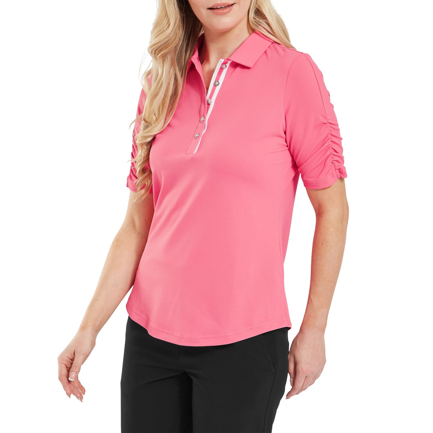 Footjoy Half Sleeve Ruched Lisle - Pink Lemonade