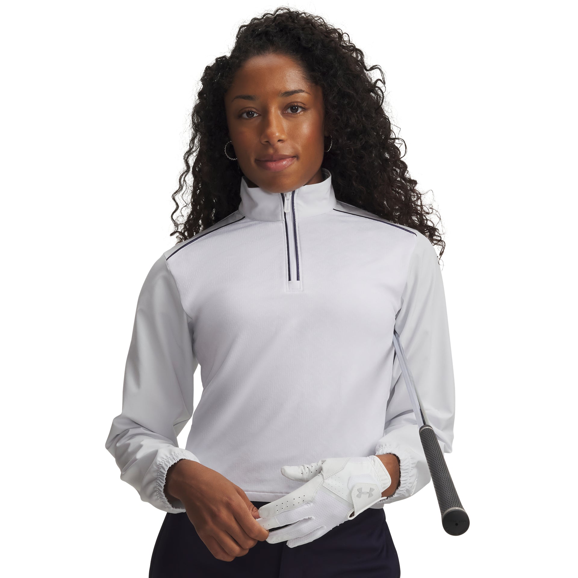 Under Armour Drive 1/2 Zip Golftröja Dam - White | Golfrummet