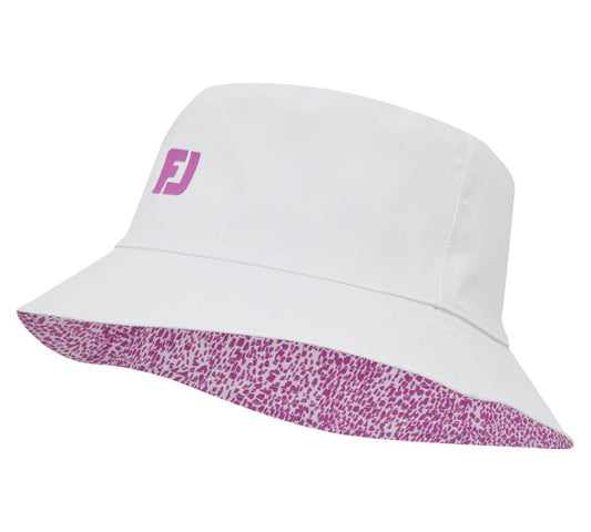 Footjoy Reversible Bucket Hat - White & Berry Animal